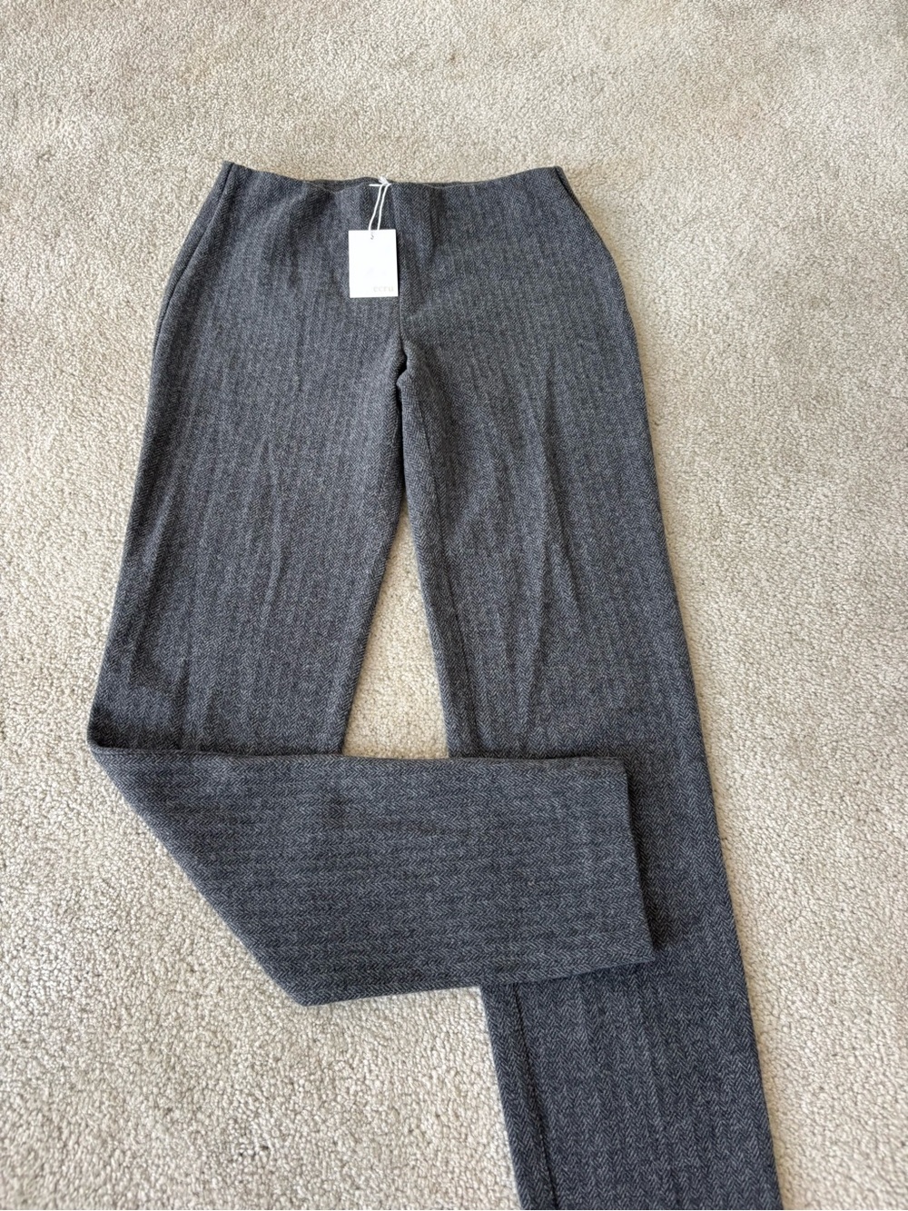 ecru Knit Straight-Leg Trousers